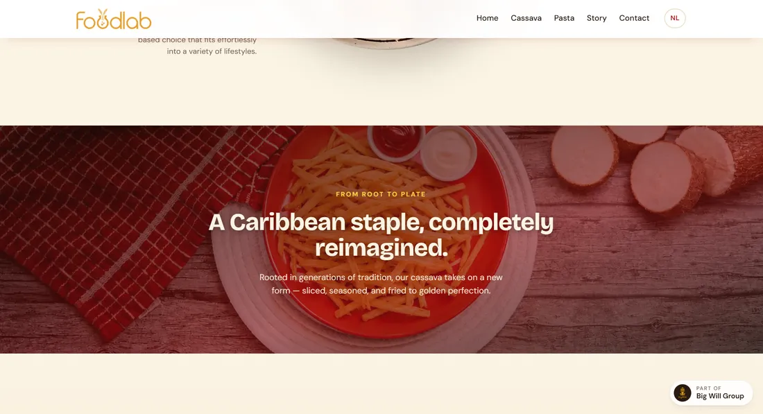 Creative banner: a full-width photograph of the cassava range