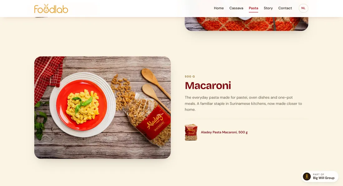 Aladey Macaroni on the pasta page, plated and described