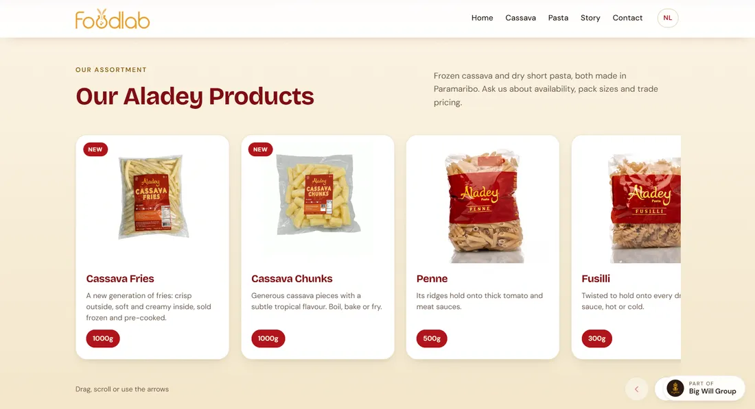 Our Aladey Products: the full range of cassava and pasta products