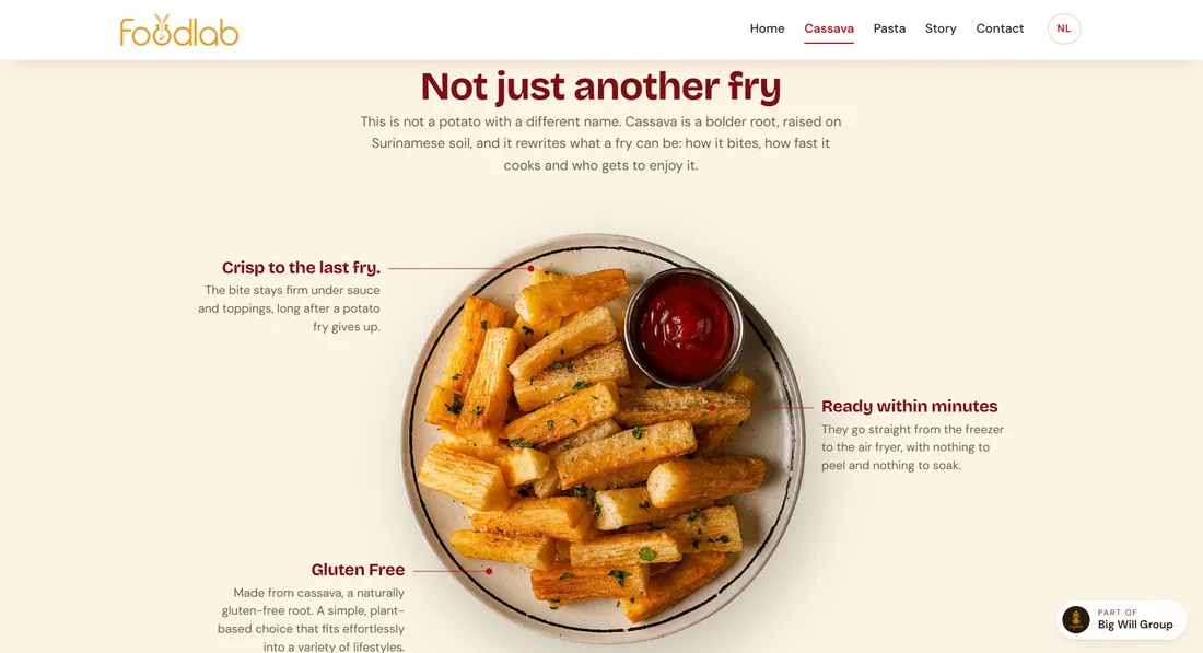 Product use case: two ways to put cassava on the plate, loaded fries and golden chunks
