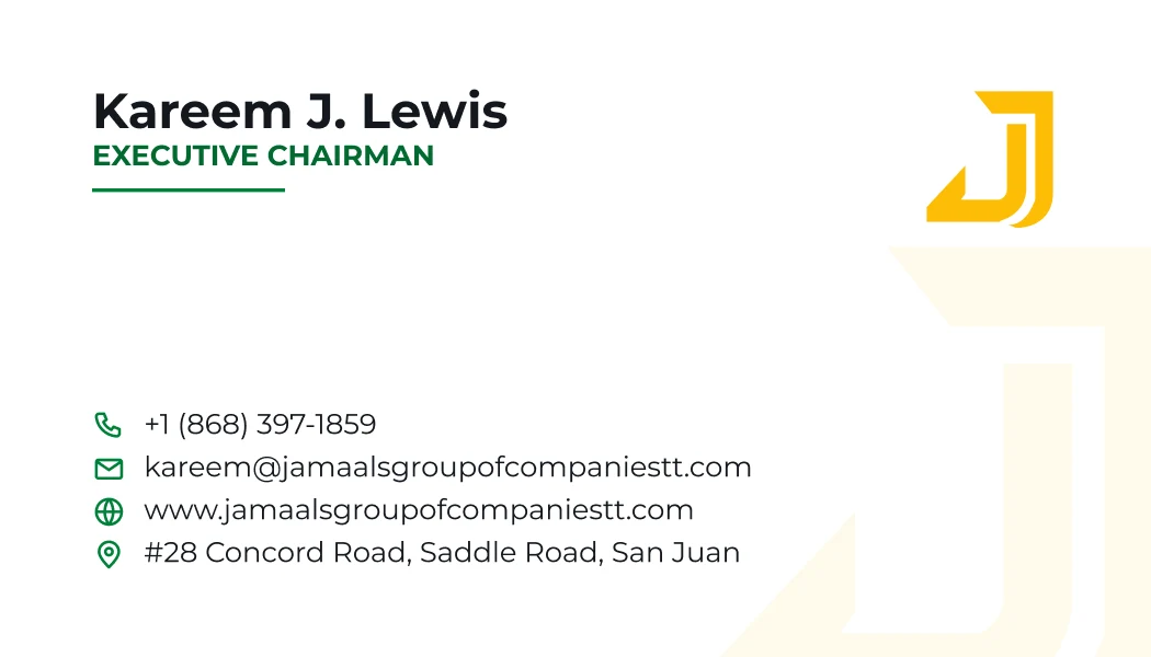 Jamaal's Realty business card, back