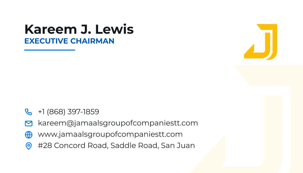Jamaal's Rentals business card, back